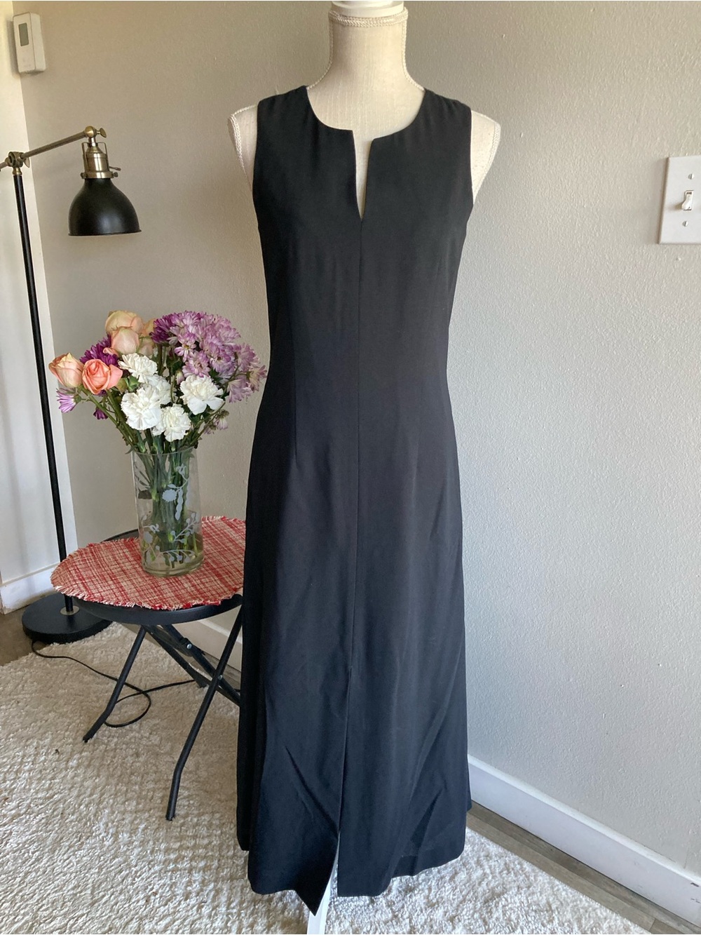 next Black Sleeveless Notch-Neck Maxi Dress